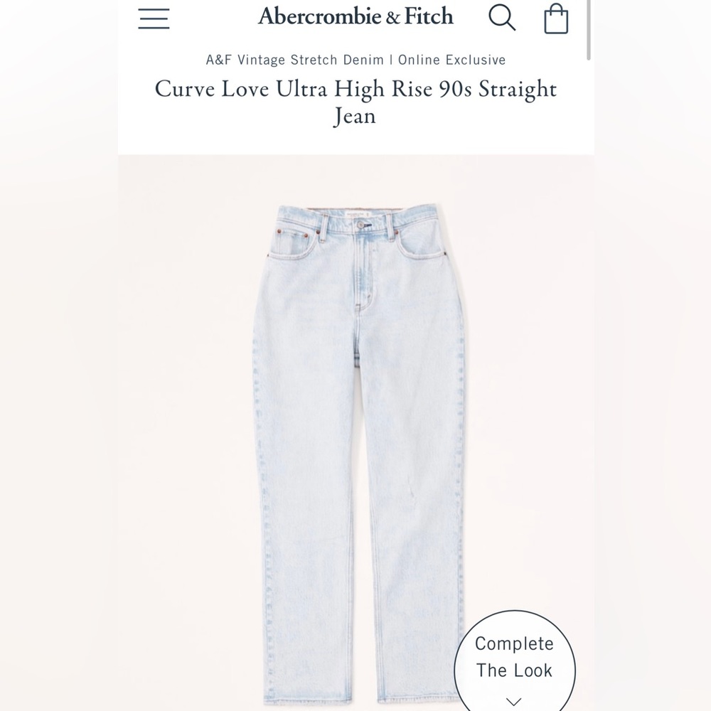Abercrombie & Fitch Curve Love Ultra High Rise 90s Straight Jean